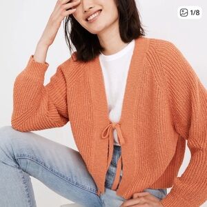 Madewell V-Neck Orange Cardigan